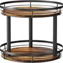 LAMU 12'' Wood Lazy Susan Spice Rack Organizer, 2 Tier Spice Organization for Cabinet, Countertop, Kitchen, Table Top, Pantry, Condiment and Seasoning Rack Organizer