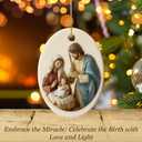 2 x Nativity Ornaments for Christmas Tree - Jesus Christmas Ornaments - Ceramic Ornament Nativity Scene - Holy Family Christian - Decorations Religious Gifts (Nativity)
