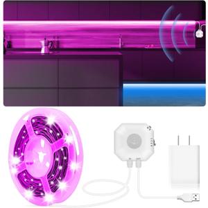 MATICOD Motion Sensor LED Strip Lights Indoor, Plug-in RGB Under Bed Lights for Bedroom, Under Cabinet With APP Control for Kitchen, Closet, Stair Night Light, 16.4ft (Multicolor)