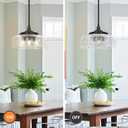 Black 3-Light Pendant Light with 12in Glass Shade, Farmhouse Pendant Lights Kitchen Island, Adjustable Hight & Angle Bathroom Pendant Ceiling Hanging Light Fixtures for Home Bedroom Hallway, 3*E12