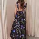 Womens Summer Dresses Mystical Gothic Maxi Dress Women's Casual V Neck Sleeveless Sundresses Beach Outfits for Woman (Black, XL)