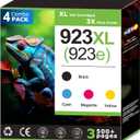 923XL 923e Ink Cartridges Combo Pack Compatible for HP 923 Ink Cartridges Work with HP Printer Officejet (Pro) Series Printer (4 Pack) Black Cyan Magenta Yellow 8125e 8130e 8139e Ink 923 High Yield
