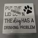 Funny Decorations Put the Lid Down the Dog Has a Drinking Sign Decor Wooden Box Block Plaque Wood Products Sign for Desk Table Tabletop Decor 5 x 5 inches Tub2504