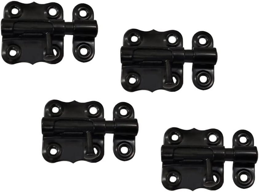 QCAA Deco Sliding Barrel Bolt Durable Steel Constuction, 2'', Black Coated, 4 Pack, Made in Taiwan