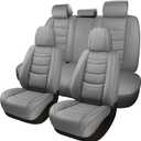 Full Coverage Faux Leather Car Seat Covers Universal Fit for Cars,Trucks,Sedans and SUVs with Waterproof Leatherette in Automotive Accessories(Grey, Full Set(5 Seats))