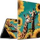 Case for Kinlde Fire HD 10 Tablet Case (11th Generation 2021 Release) Fire HD 10 Plus Case 2021 Slim PU Leather Smart Folio Stand Cover with Auto Wake Sleep, Giraffe Sunflower