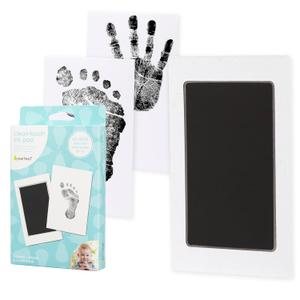 Pearhead Newborn Baby Handprint and Footprint Kit - No Mess Clean-Touch Ink Pad With Impression Cards, Safe for Skin, Perfect Keepsake for Family, Acid-Free, Black (1-Pack)