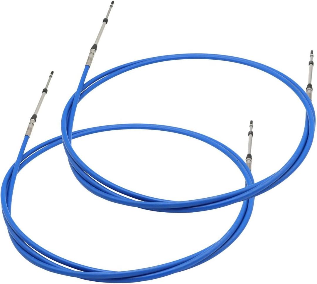 Jecoupoon 2PCS 12FT 3300/33C Marine Throttle Shift Remote Control Cable | Blue, for Outboard Engine Boat Motor Steering System Boat Control Lever
