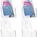 Acrylic Brochure Holder 6 x 8 Inches, 4-Pack Clear Plastic Display Stand for Half-Fold Flyers, Pamphlets, Menus, Trifold Literature, Wall Mount or Countertop Use