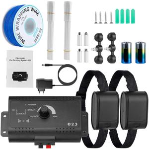 Electric Dog Fence System, 2025 Upgraded Outdoor Underground Electric Fence for Dogs, Pet Containment System W/2 Replaceable Battery Collar Receiver & 984FT Boundary Wire, Max Range 5/4 Acre