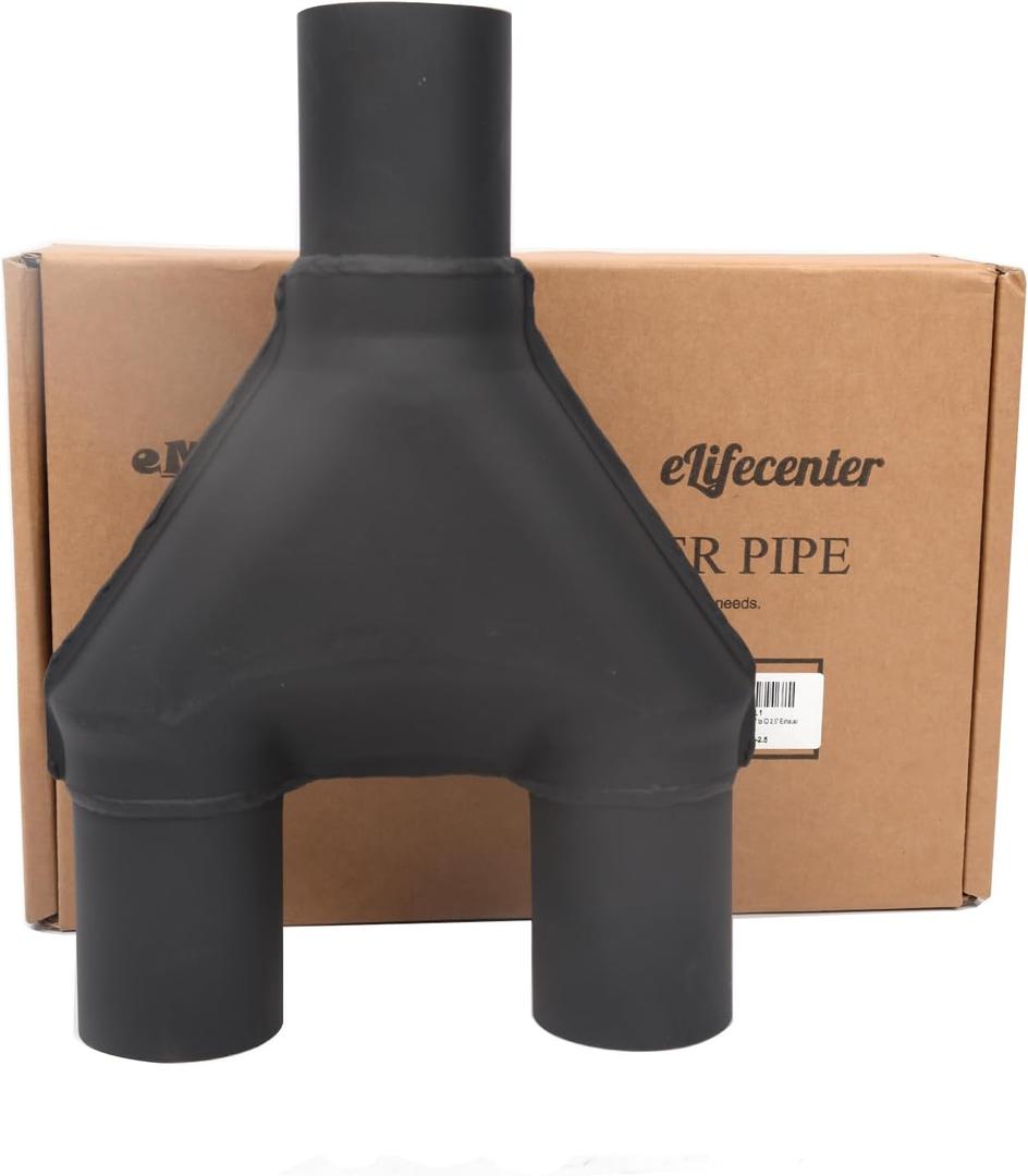 Stainless Steel ID 2.5" to ID 2.5" Exhaust Y-Pipe, 2-1/2 Inch Dual to Single Y Pipe Adapter, Overall 9" Width 13" Length for Truck/SUV