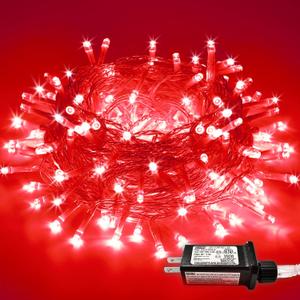JMEXSUSS Red Valentines Day Decor Lights Clear Wire, 66ft 200 LED Red Christmas String Twinkle Fairy Lights Outdoor Indoor Plug in for Room Party Tree Valentines Day Decorations