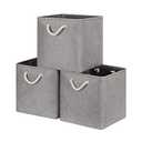 Bidtakay Grey Baskets Foldable Storage Cube Bins 13x13x13 Cube Storage Organizer Closet Set of 3 Fabric Storage Baskets for Home Office Large Baskets for Nursery Baby Toy Storage