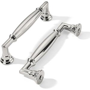 khtumeware 10 Pack 3-3/4 Inch(96mm) Polished Nickel Cabinet Pulls Heavy Duty Solid Cabinet Handles Kitchen Cabinet Hardware for Cupboard Drawer Handles