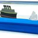 Honsheng Unsinkable Titanic Simulator Toy Wavey Boat in a Box Liquid Wave Cruise Fluid Ship Decoration Ornament for Car Decoration Paperweight Desk Toy Gifts (Blue)