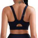 SONGSKY Sports Bras for Women High Impact,Adjustable Racerback Molded Cup Running Sports Bra with Sewn in Pads, Medium, Black 