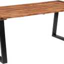 vidaXL Industrial Dining Table in Solid Acacia Wood with Black Metal U-Shaped Legs - Comfortable Durable Furniture for Dining Room or Kitchen, Measures 70.9 x 35.4 x 29.5 Inches