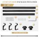 MERJULAN 1 Inch Black Curtain Rods for windows,Heavy Duty Curtain Rods for Windows 48 to 84 Inch,Standard Decorative Window Curtain Rod Set with Brackets for bathroom Kitchen Bedroom Window