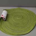 SHACOS Round Placemats Set of 4 Round Table Placemats Braided Cotton Place Mats 15 inch for Kitchen Dining Table Holiday Party (Pea Green, 4)