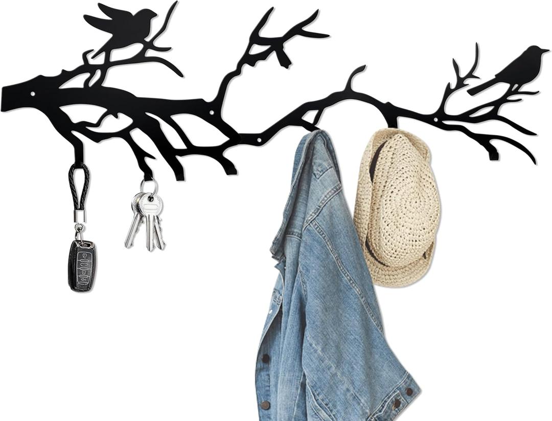 Ajqiomh Tree Branch Wall Decor, Wall Mounted Coat Rack - an Artistic Blend of Function and Design27.5 x 9.5", 7 Hooks