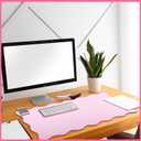 Hahafelt Scalloped Desk Mat Large Scalloped Piping Cute Desk Mat Aesthetic Preppy Table Pad Large Nonslip Pad with Edge Stitching Waterproof Gaming(Pink,31.5 x 15.8 Inches)