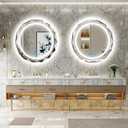 28 Inch Round LED Bathroom Mirror with Lights, Frameless Vanity LED Mirror for Bathroom with Beveled Edge, Backlit Anti-Fog, Dimmable, 3 Colors, Memory Function, Tempered Glass, Shatter-Proof