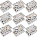 Junkin 18 Pcs Velvet Jewelry Tray Stackable Jewelry Drawer Organizer Jewelry Box Divided Display Tray for Earring Bangle(Gray)