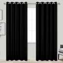 KOUFALL 100% Blackout Curtains Extra Wide and Long,Set of 2 Panels 72x90 72 x 90 Total Width 144 Inch Black Grommet Dark Academia Curtains for Living Room