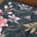 Nayoroom Dark Firefly Floral Black Area Rug 8x10, Faux Wool Soft Washable Non-Slip Rug, Dark Botanical Firefly Rug for Living Room Bedroom Mud Room.