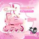 Inline Skates for Girls and Kids, Roller Skates Blades with 4 Size Adjustable Light up Wheels for Kids Girls Beginner Ages 4-8 5-8 6-12 8-12 Indoor Outdoor(Pink, Small - (US 9C-12C))