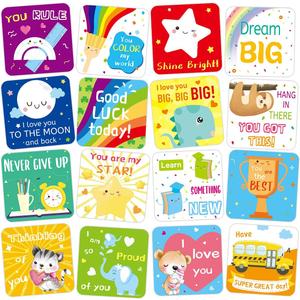 Fancy Land 60 Lunch Box Notes for Kids Cute Motivational and Inspirational Thinking of You Cards for Boys and Girls Lunchbox, Small