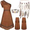 Shihanee 4 Pcs Halloween Women Costume Set Maiden Princess Costume Dress Outfit for Halloween(Large)