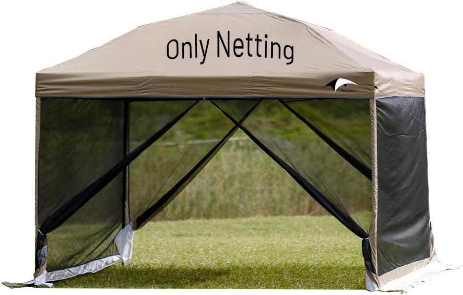 10x10 Mosquito Netting for Canopy, Pop up Tent Mesh Screen Side Walls, with Zipper Door and Widen Wind Deflector, 4 in 1