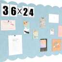 Mooliwe Scalloped Felt Bulletin Board 36 x 24 Inches Foldable Blue Pin Cork Board Alternative for Wall, 3' x 2' Trifold Picture Vision Self Adhesive Bulletin Decorative