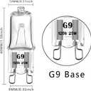 YBEK G9 Halogen Bulb 120V 25W T4 Type 2 Pin Base, Replacement for Range Hood Lights, Bathroom Light Bulbs, Microwave Ovens Candle Warmer Light Bulbs, Wax melt Bulbs Dimmable Warm White (6 Pack)
