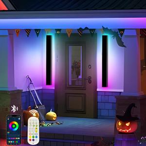 RGB Outdoor Wall Light with Remote & App Control,Bluetooth, 2pcs-24in