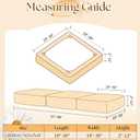 3 Pcs Ivory Velvet Stretch Couch Cushion Cover, Soft Sofa Seat Cushion Covers, Sofa Cushion Slipcover with Elastic Bottom(Non-Slip & Anti-Scratch)