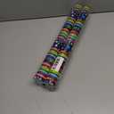 4 x Burymento Reversible Birthday Wrapping Paper for Boys Girls Kids Adults Baby Shower Holiday - Colorful Happy Birthday Lettering and Stars Design - Blue Gift Wrapping Paper Roll, 17 Inch X 32.8 Feet
