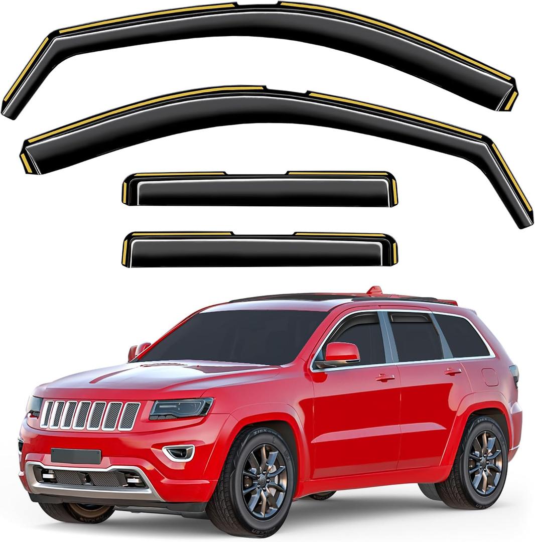 in-Channel Window Rain Guards Fit for Jeep Grand Cherokee(Limited) 2011-2021 Extra Durable Window Visors Window Deflectors Vent Visors Vent Shades Car Accessories-4 pcs 2-Q18