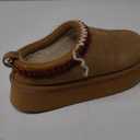 FITORY Womens Platform Slippers, Suede Ankle Boots with Fleece-lined for Indoor Outdoors 7 Chestnut
