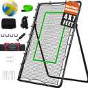Volleyball Rebounder Net with Volleyball, Bungee Cords,Carry Bag and Neon Target, 5 Adjustable Angles Bounce Back Net for Volley Ball,Baseball,Improve Skills (4x7ft)