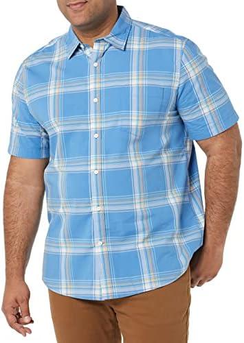 Amazon Essentials Men's Short Sleeve Dress Shirt with Stretch, Charcoal White Vertical Stripe Size 3XL