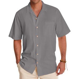 Linen Shirts for Men Short Sleeve Linen Button Down Shirts Hawaiian Shirt for Men Beach Shirts Summer Shirts 2XL
