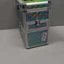 FRENESSA Extra Large Makeup Organizer Case Cosmetic Box Storage with Drawer Mirror Nail Manicure Accessory Organizer With Dividers Travel Nail Art Case for Makeup Artist Nail Tech Case Watery Blue