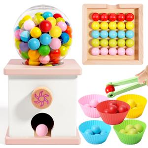 9.6" Wooden Gumball Machine Counting Montessori Toys for 3 4 5 Years Old Boys Girls, Toddler Preschool Learning Activities Toy for Kids Ages 4-8, Birthday Gifts Sensory Toys