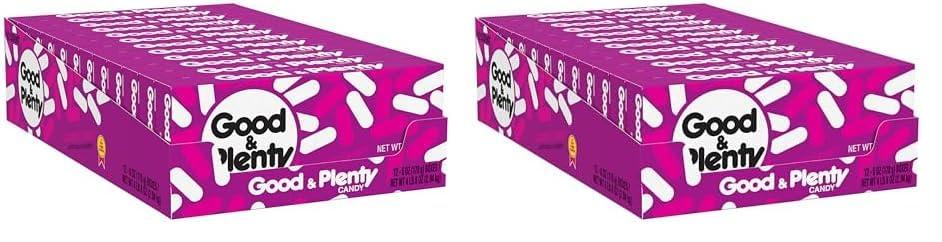 GOOD & PLENTY Licorice Fat Free, Candy Boxes, 6 oz (12 Count) (Pack of 2)