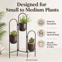 TRIROCKS 3 Tier Plant Stand with 3 Removable Metal Pots Indoor Outdoor Corner Plant Rack, 35" H Space Saving Flower Pot Holder for Living Room, Balcony, Patio & Garden(Brown)