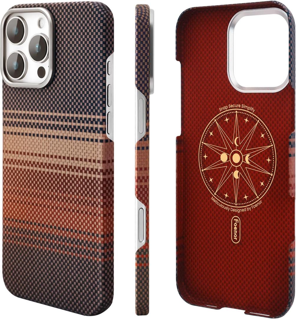 Aramid Fiber Case for iPhone 16 Pro Max Compatible with Magnetic iPhone 16 Pro Max Case,Ultra Slim & Lightwight,Kevlar Aramid Weave with Caseless Feel (Sunset)