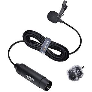 COMICA XLR Pin Microphone CVM-V02C XLR Clip Microphone Unidirectional Lavalier Microphone 48V Phantom Power Video Microphone for Canon/Sony/Panasonic Camcorder Microphone Zoom H4n H5 H6 Tascam DR-40