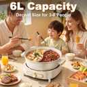 Dezin Hot Pot Electric with Divider, 6L Double-Flavor Shabu Shabu Pot, Dual Sided Removable Non-Stick Hotpot Pot Electric, 3" Depth Chinese Hot Pot with Multi-Power Control, 2 Silicone Ladles Included